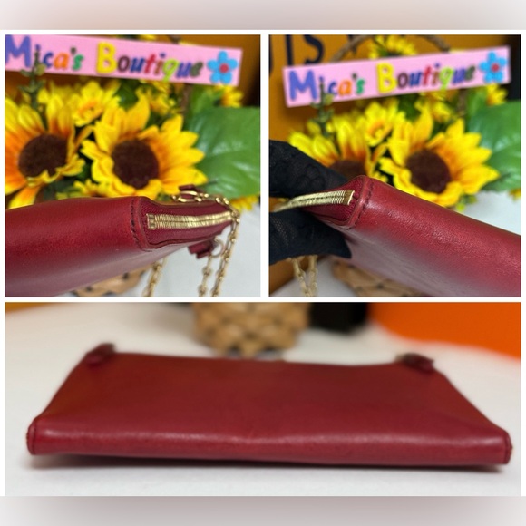 Auth CÈLINE Preowned Burgundy Leather Shoulder Bag with Gold Chain - Picture 17 of 17